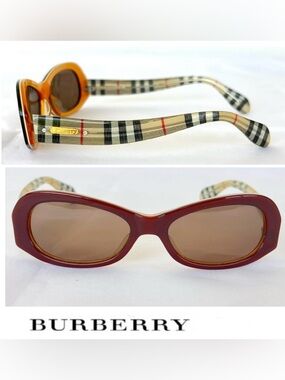 BURBERRY M-6937 1353 Kids Brown Lenses Burgundy Frame Checker Temples Sunglasses